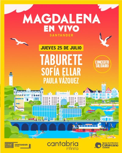 El Festival Magdalena En Vivo 2024 vuelve a Santander. Concierto de Taburete + Sofía Ellar + Paula Vázquez el 25 de julio de 2024, en la Campa de la Magdalena de Santander (Cantabria).