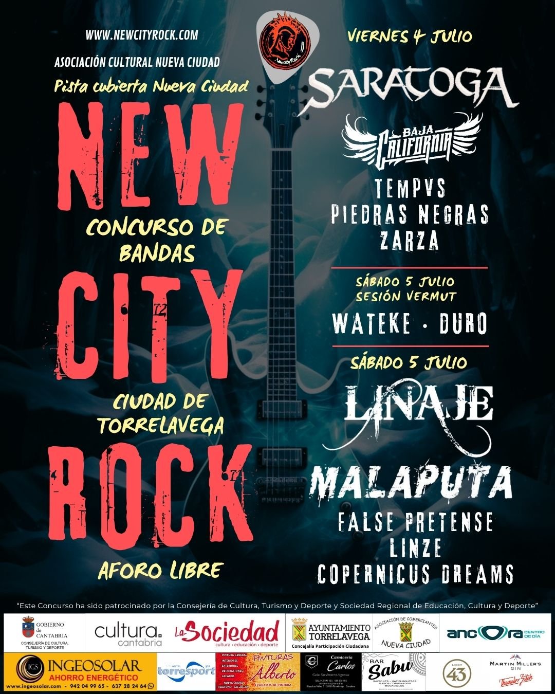 El concurso de Bandas New City Rock, se celebrará el 4 y 5 de julio de 2025, en Nueva Ciudad Torrelavega (Cantabria).