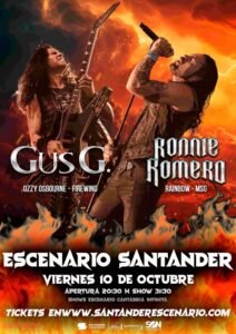 Concierto en Santander de Ronnie Romero & Gus G., el 10 de octubre de 2025, a las 21:00h, en la Sala Escenario Santander.