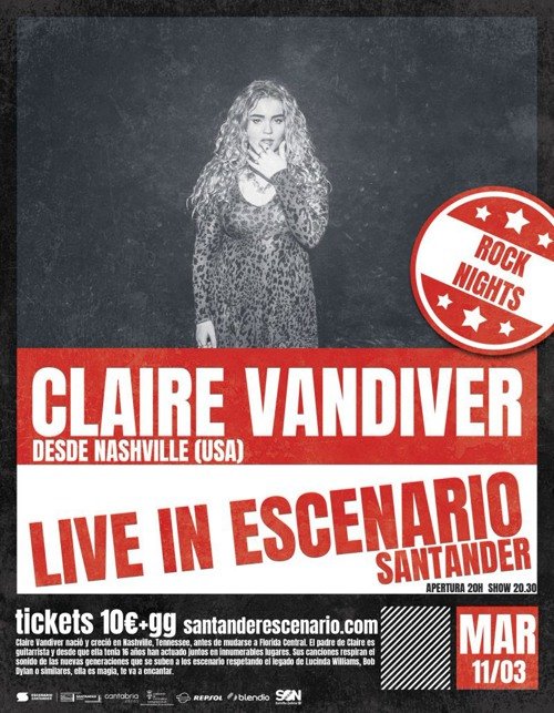 Concierto en Santander de Claire Vandiver el 11 de marzo de 2025, en la Sala Escenario Santander de Santander (Cantabria).