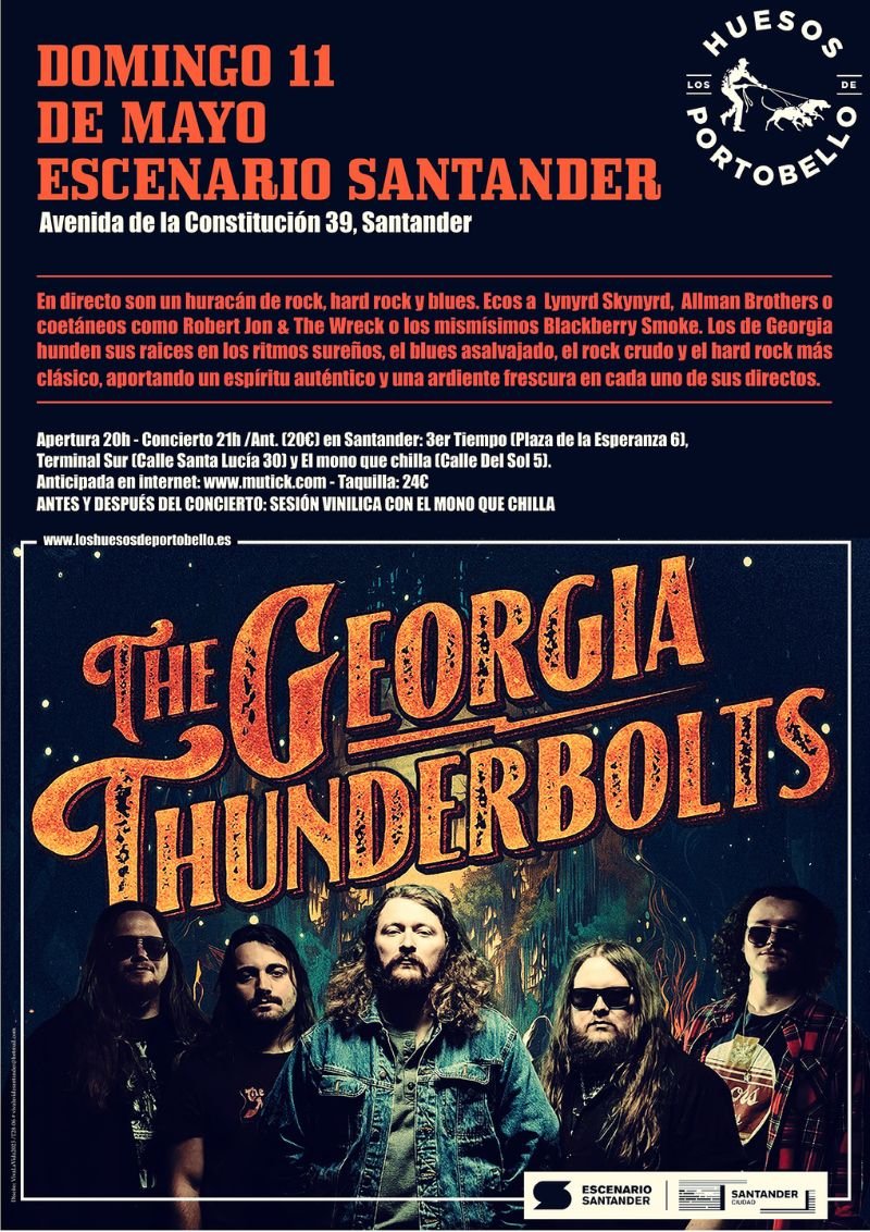 Concierto en Santander de The Georgia Thunderbolts, el 11 de mayo de 2025, a las 21h, en la Sala Escenario Santander.