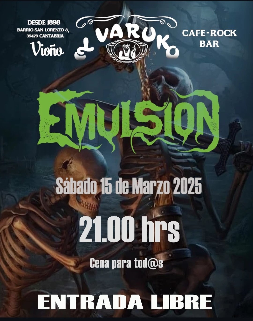 Concierto de Emulsion en El Varuko de Vioño (Cantabria), el 15 de marzo de 2025 a las 21:00h. Entradas Libre