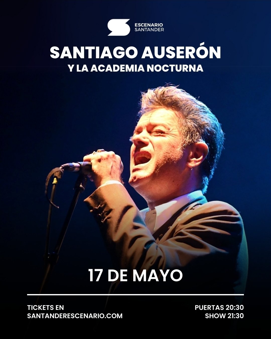 Santiago Auserón y La Academia Nocturna 7 Concierto en Santander de Santiago Auserón y La Academia Nocturna, el 17 de mayo de 2025, a las 21:30, en la Sala Escenario Santander.