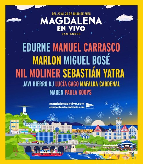 Magdalena en Vivo 7 El Festival Magdalena en Vivo, se celebrará del 23 al 26 de julio de 2025, en la Campa de la Magdalena en Santander (Cantabria).