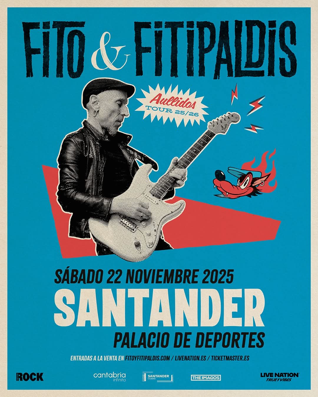 Fito y Fitipaldis inician su Aullidos Tour 2025/2026 en Santander los días 21 y 22 de noviembre de 2025, en el Palacio de Deportes de Santander (Cantabria).