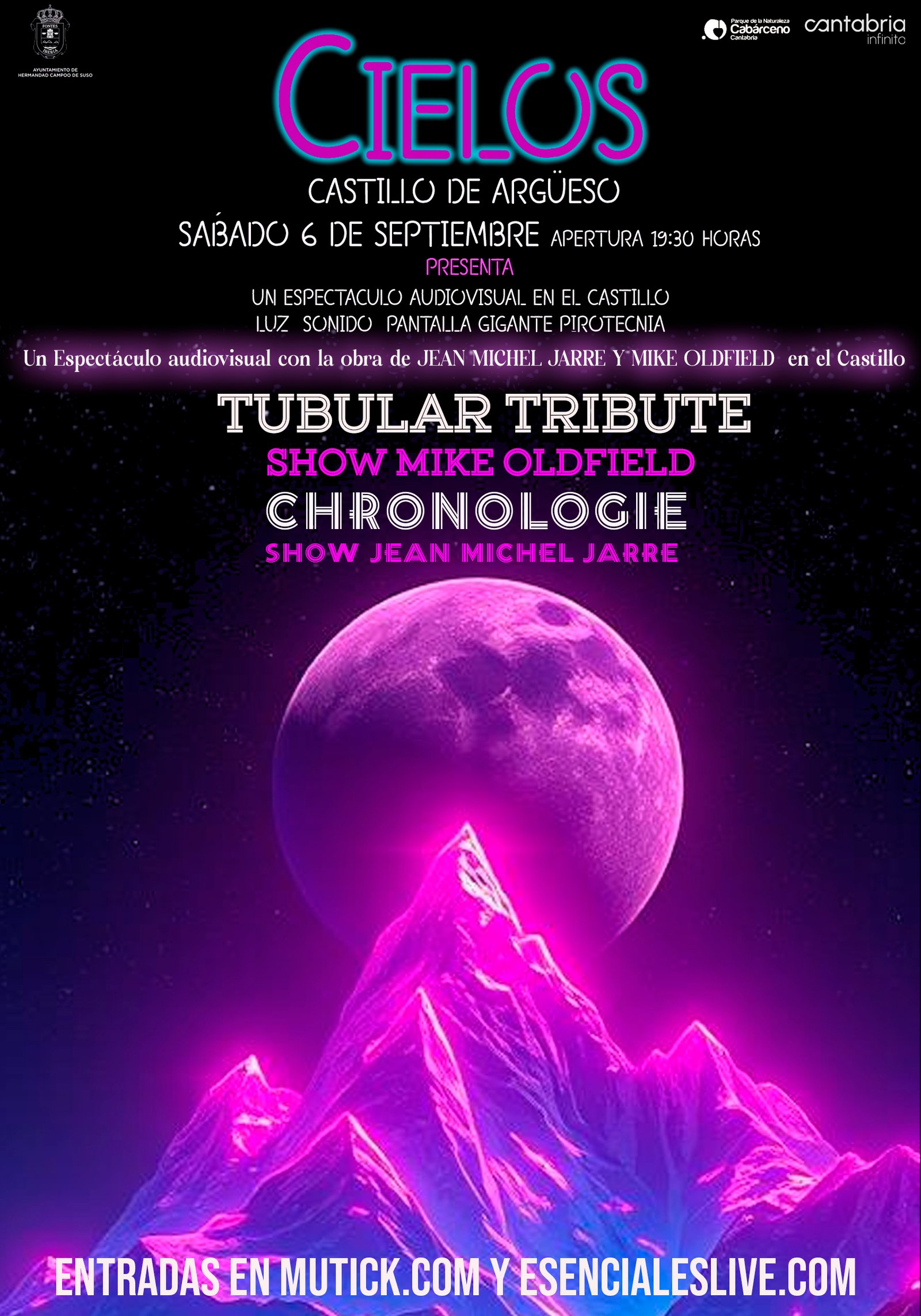 Tubular Tribute, Best Mike Oldfield Show + Chronologie Show Jean Michel Jarre el sábado 6 de Septiembre de 2025 en el Castillo de Argüeso a las 20:00h.