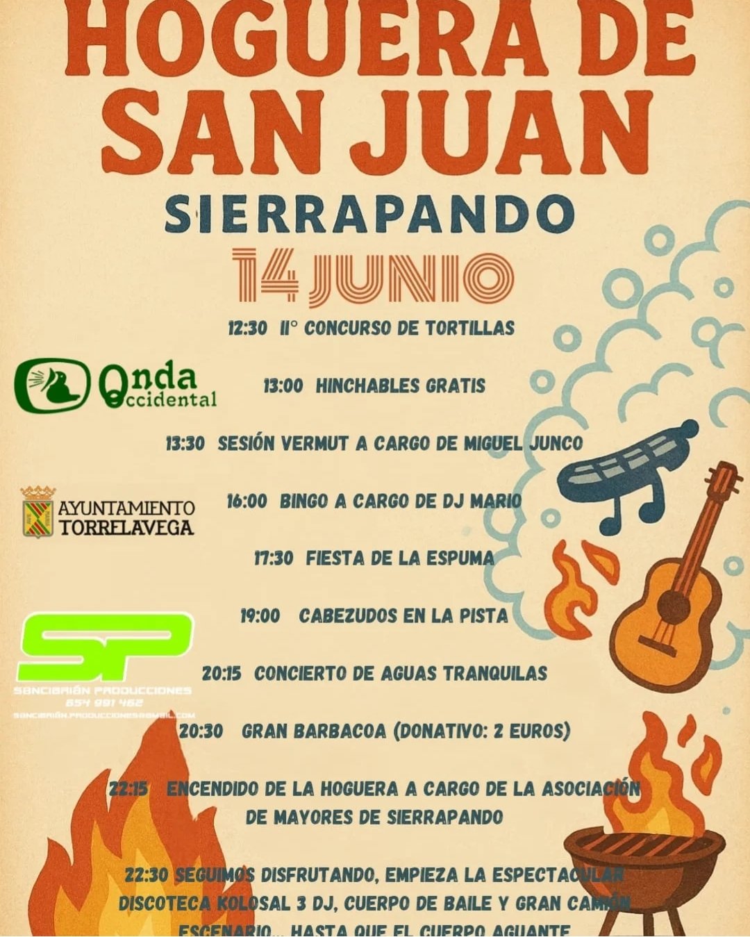 Las fiestas de San Juan de Sierrapando, traen el concierto de Aguas Tranquilas el 14 de Junio de 2025 a las 20:15h