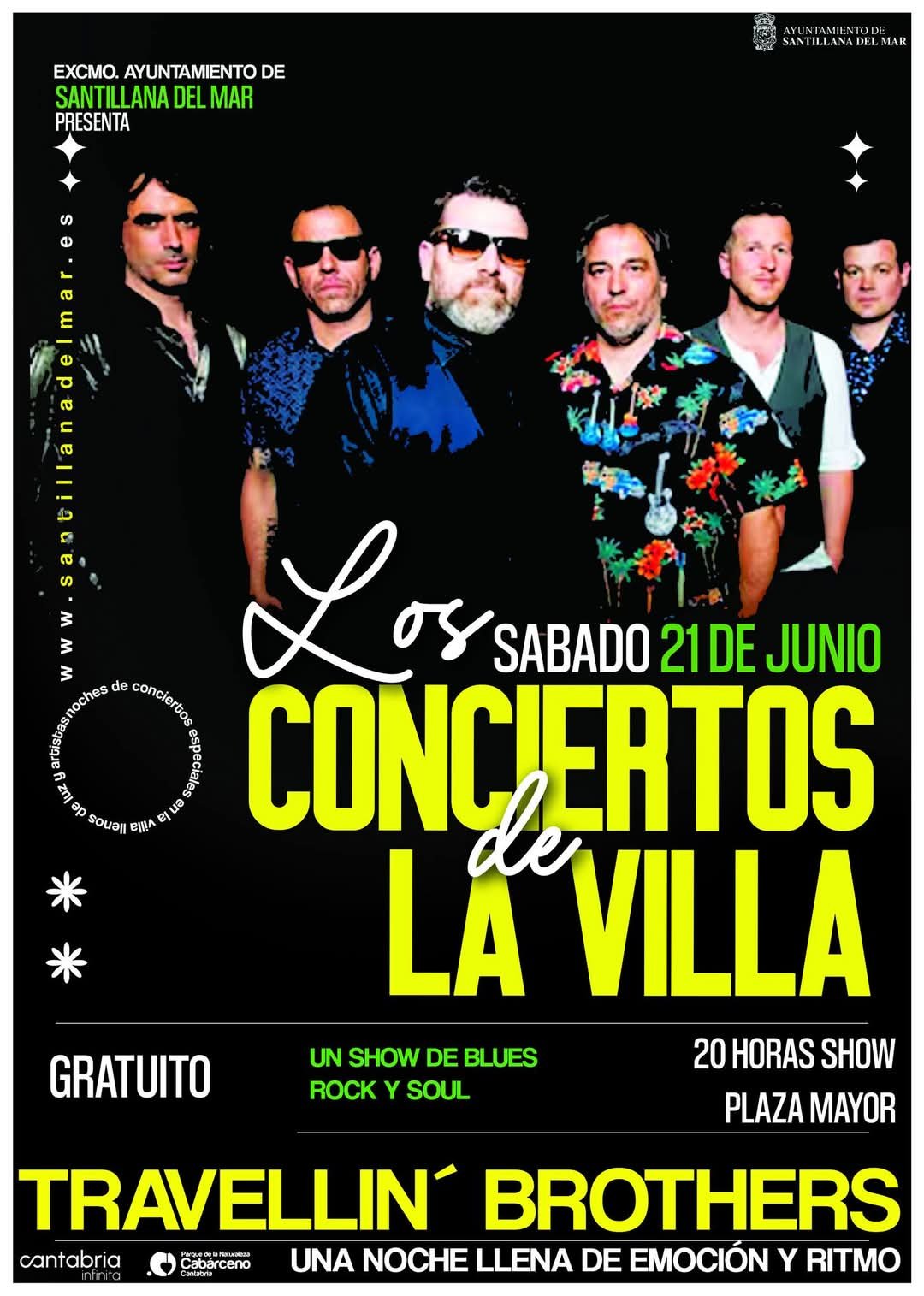 Concierto de Travellin' Brothers en Los Conciertos de La Villa, el 21 de junio de 2025 a las 20h, en la Plaza Mayor de Santillana del Mar. Entrada gratuita