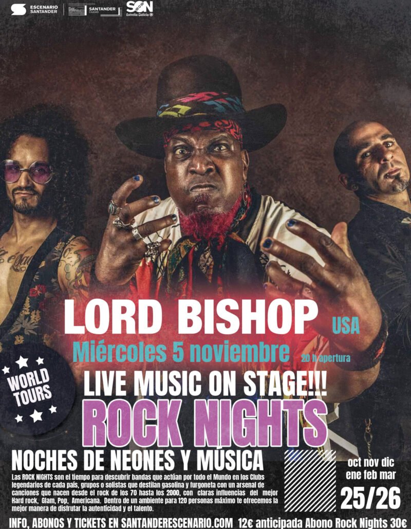 Concierto de Lord Bishop el 5 de noviembre de 2025 en el Escenario Santander a las 20:30h.