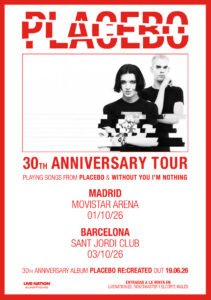 ¡Placebo vuelve a España para celebrar su 30 aniversario!
