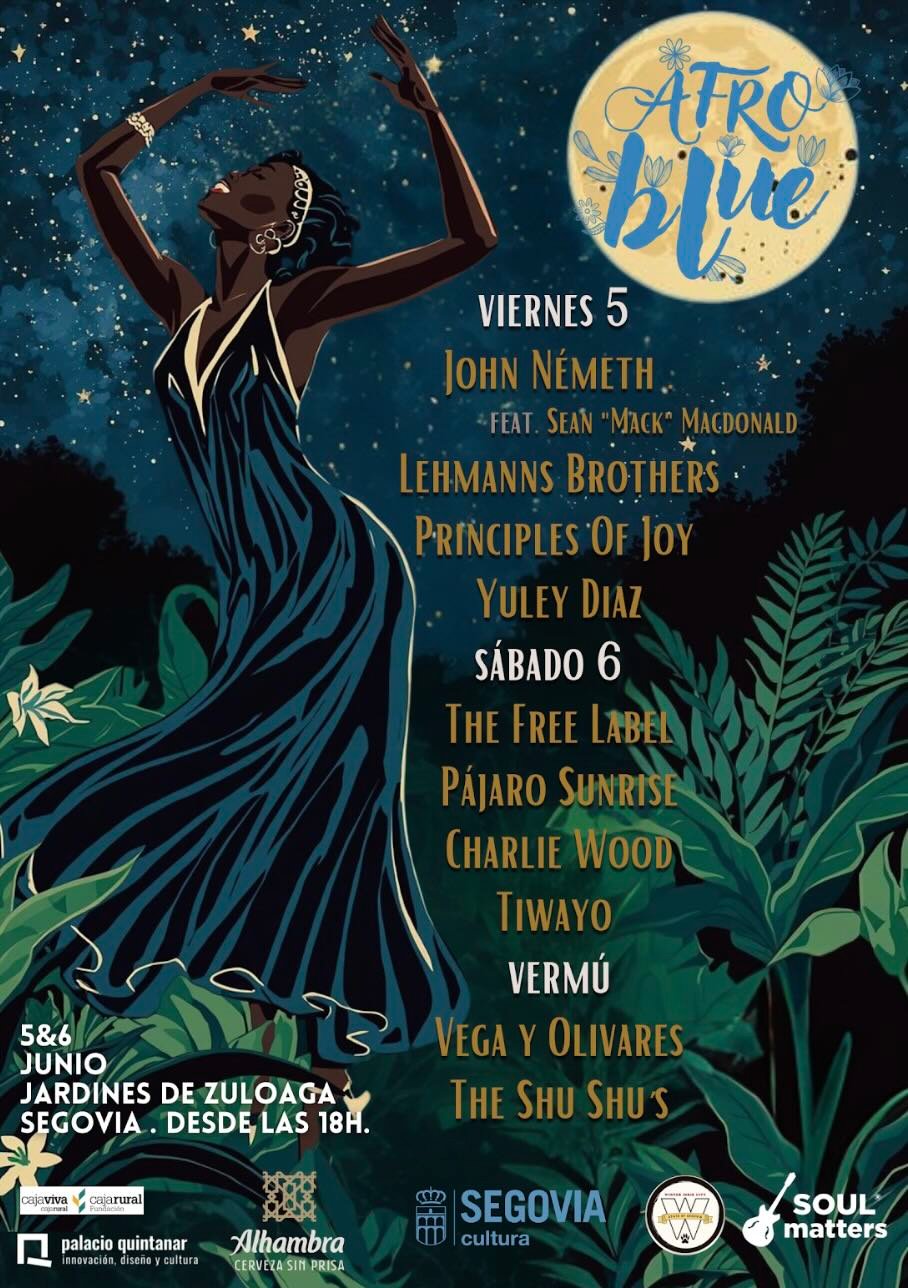 Afroblue Festival 2026 completa su cartel en Segovia con John Németh, Lehmanns Brothers, Yuley Díaz y Tiwayo. Blues, soul y jazz del 5-6 junio en enclaves