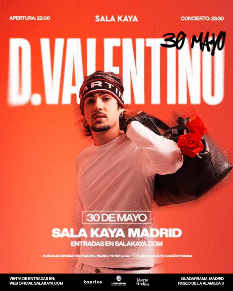 Sala Kaya avisa de que quedan las últimas 100 entradas para el concierto de D'Valentino, que actuará en Guadarrama el 30 de mayo de 2026.