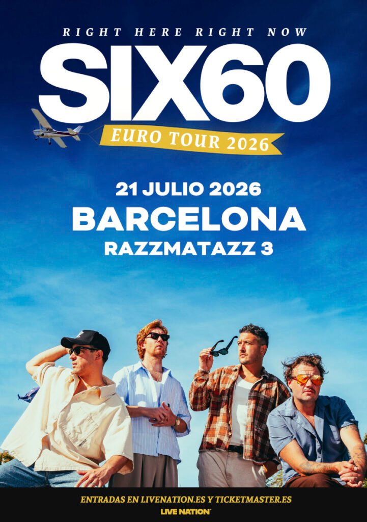 SIX60, la banda neozelandesa líder en ventas en vivo, anuncia su concierto en Barcelona el 21 de julio de 2026 en Razzmatazz 3. Entradas desde el 18 de