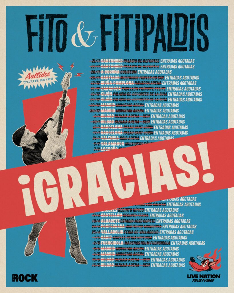 Fito & Fitipaldis cierra en Bilbao el Aullidos Tour con 38 conciertos, 457.227 entradas vendidas y lleno total en toda la gira.