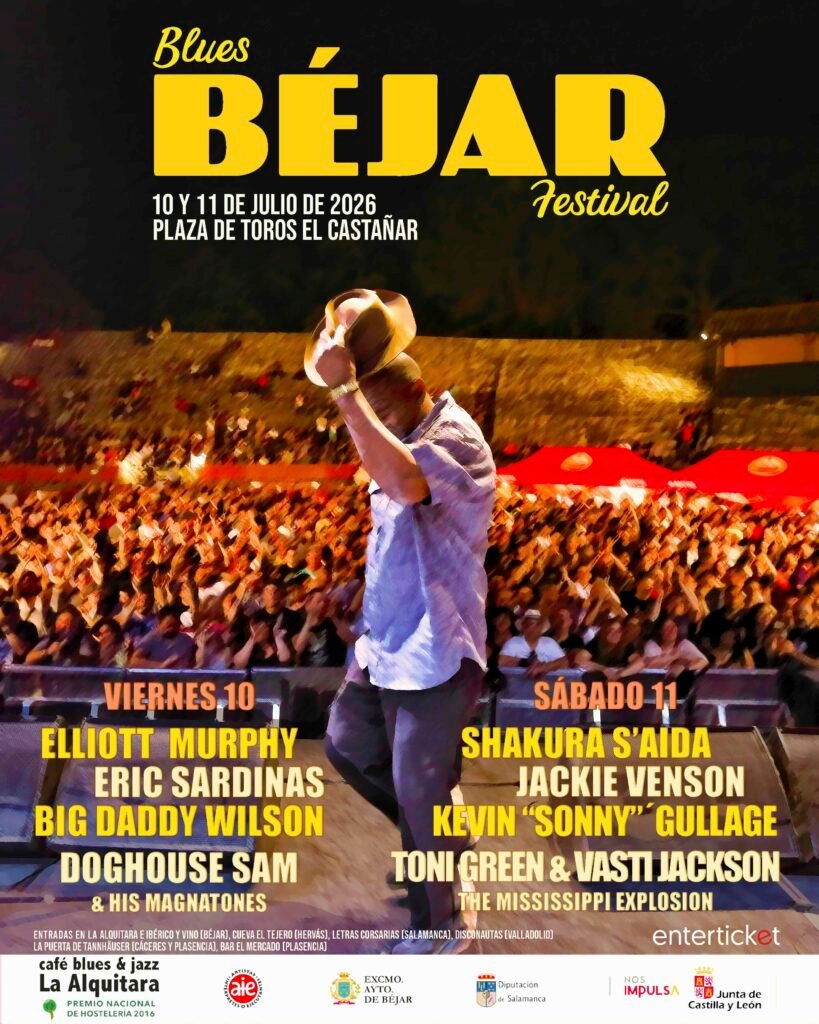 El Blues Béjar Festival celebra su XXVII edición en Béjar con Shakura S'Aida, Elliott Murphy y Eric Sardinas, uniendo veteranía y nuevas voces del blues