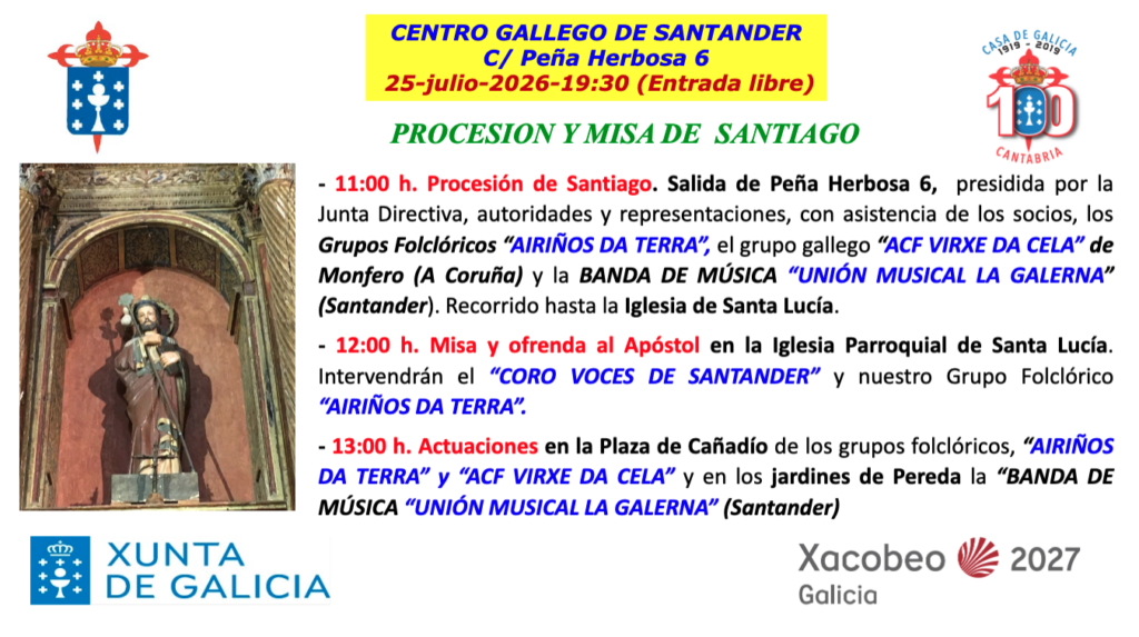 Procesión de Santiago y actuación de los grupos folclóricos
