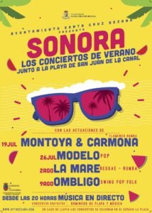 El ciclo de conciertos de verano Sonora arranca el próximo domingo en la playa de San Juan de la Canal con música en directo gratis de pop, rumba, folk y