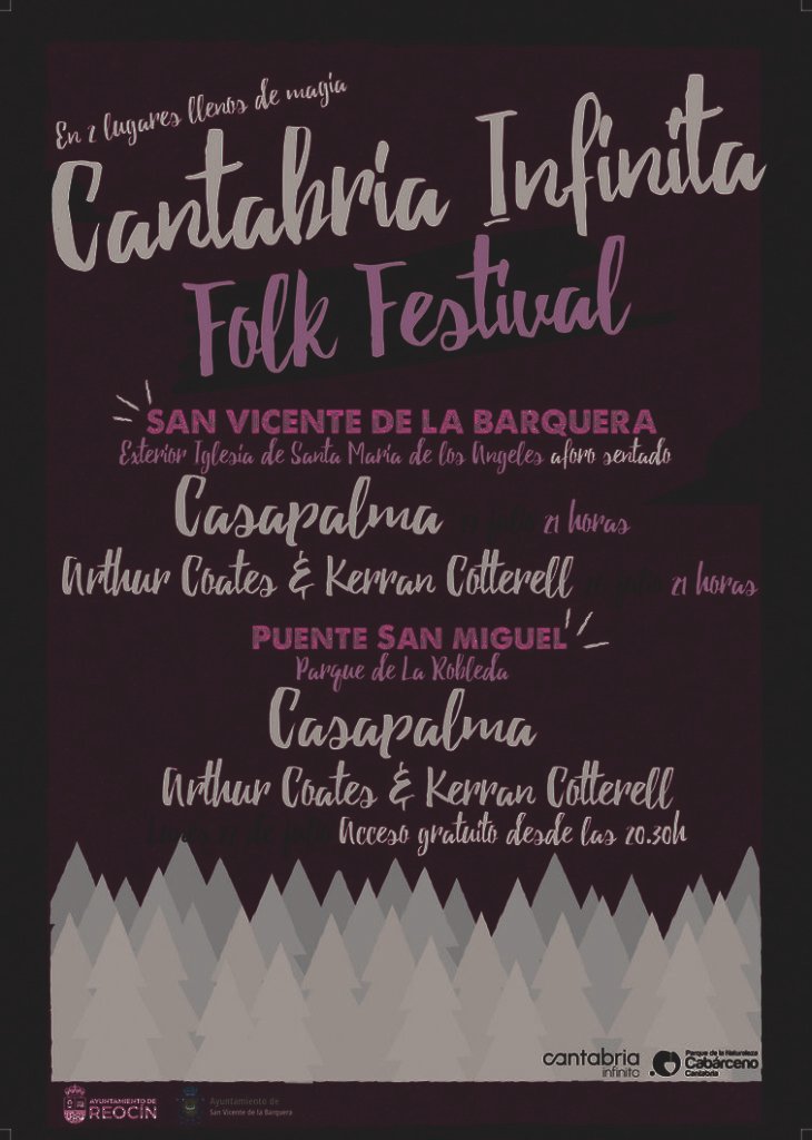 Cantabria Infinita Folk Festival 2026 confirma cartel con Casapalma y Arthur Coates & Kerran Cotterell; conciertos gratuitos en julio en San Vicente de la