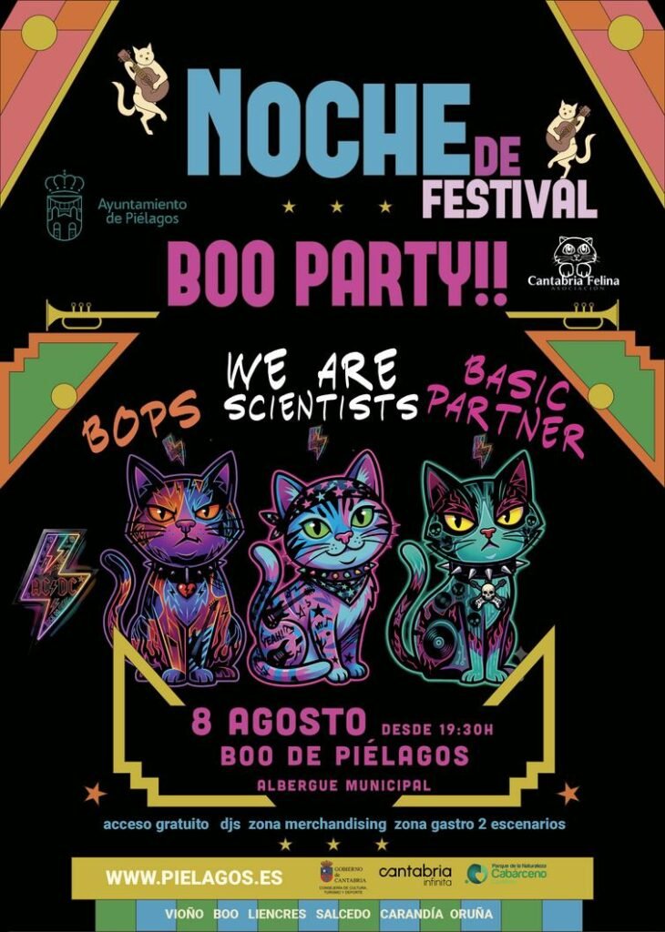 El 8 de agosto, We Are Scientists actúa como cabeza principal del festival familiar Boo Party!! en Piélagos, una entrada gratuita con neones, pop y