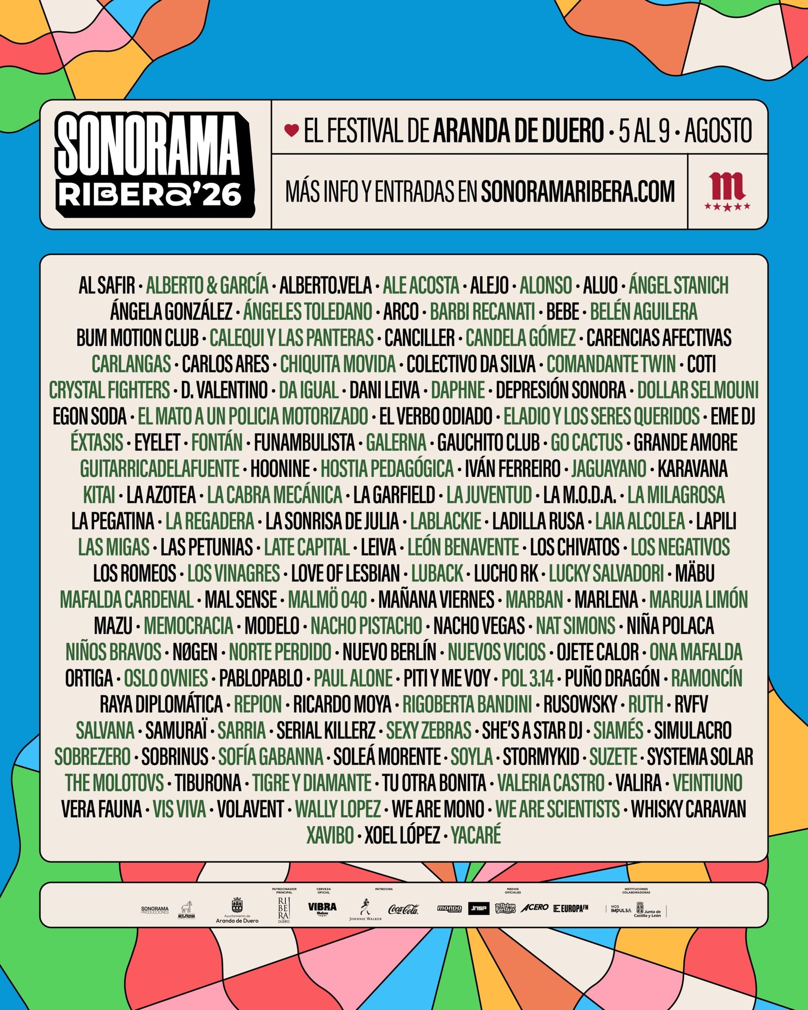 La Cabra Mecánica y Ángela González actúan en Sonorama Ribera, que celebra su 29ª edición en Aranda de Duero con más de 150 artistas.