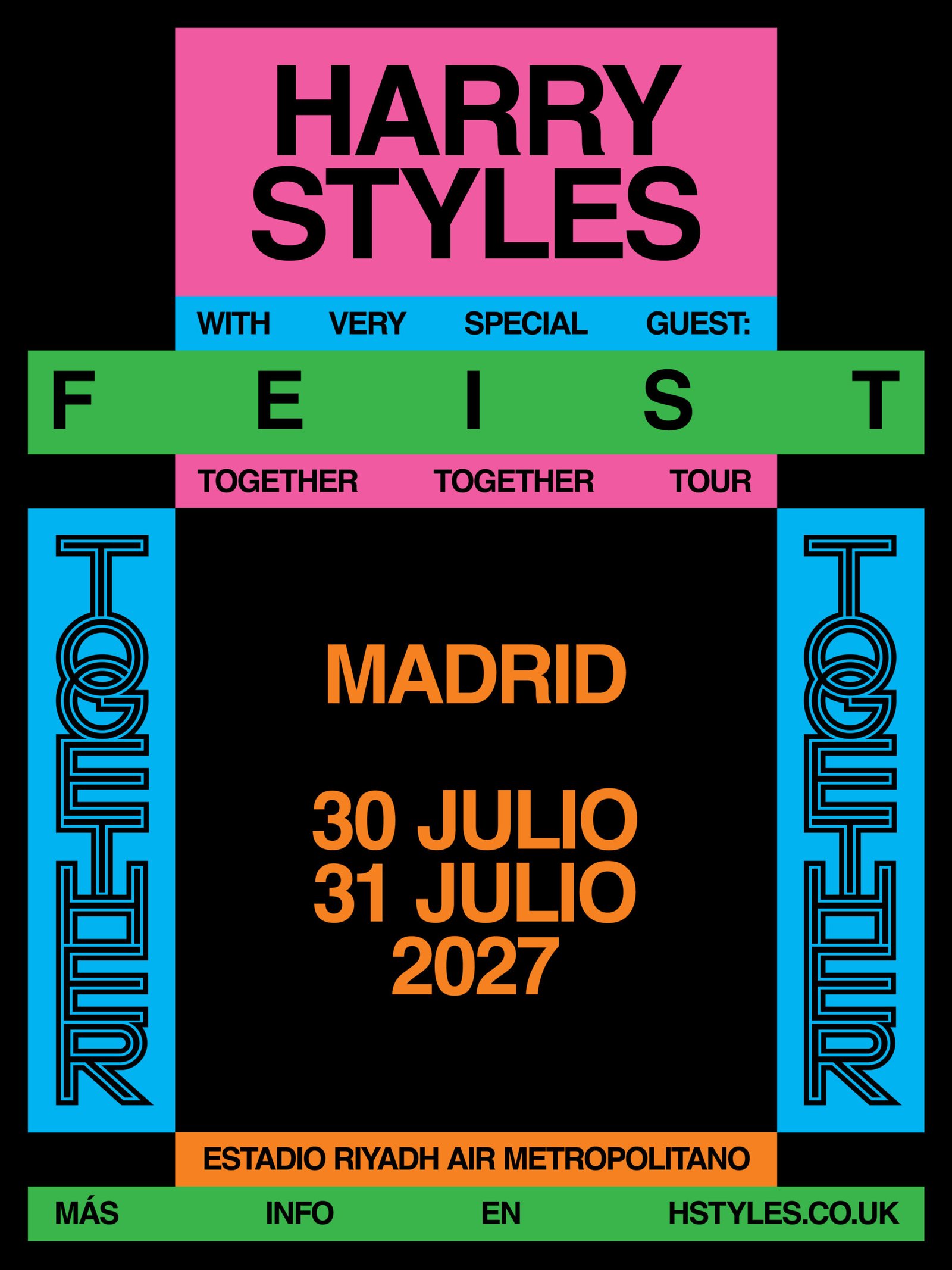 Harry Styles amplía Together, Together en 2027 con 25 conciertos y dos fechas en Madrid, en el Riyadh Air Metropolitano