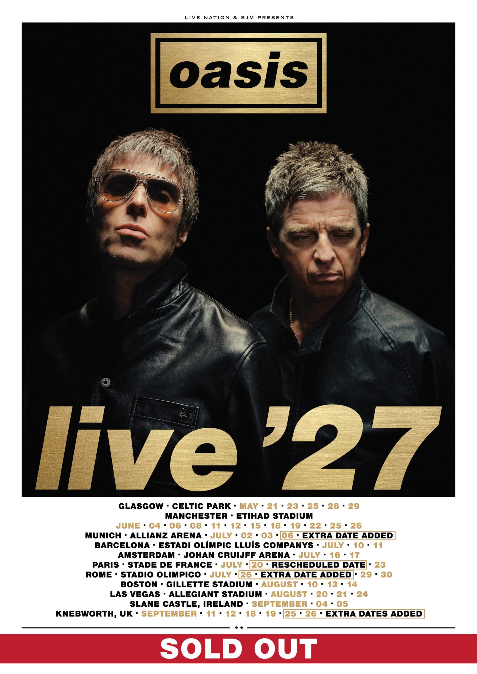 Oasis agota todas las entradas de su gira Live ’27 en tres días de venta y confirma 42 conciertos sin nuevas fechas disponibles